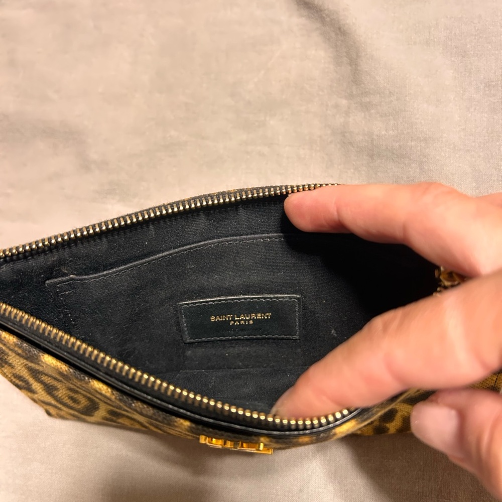 Yves Saint Laurent leopard print monogram bill pouch wallet Brown - Picture 5 of 8